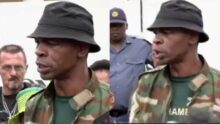 “Nigerians are behind trafficking in our country” — South African soldier says at a protest outside the Nigerian embassy