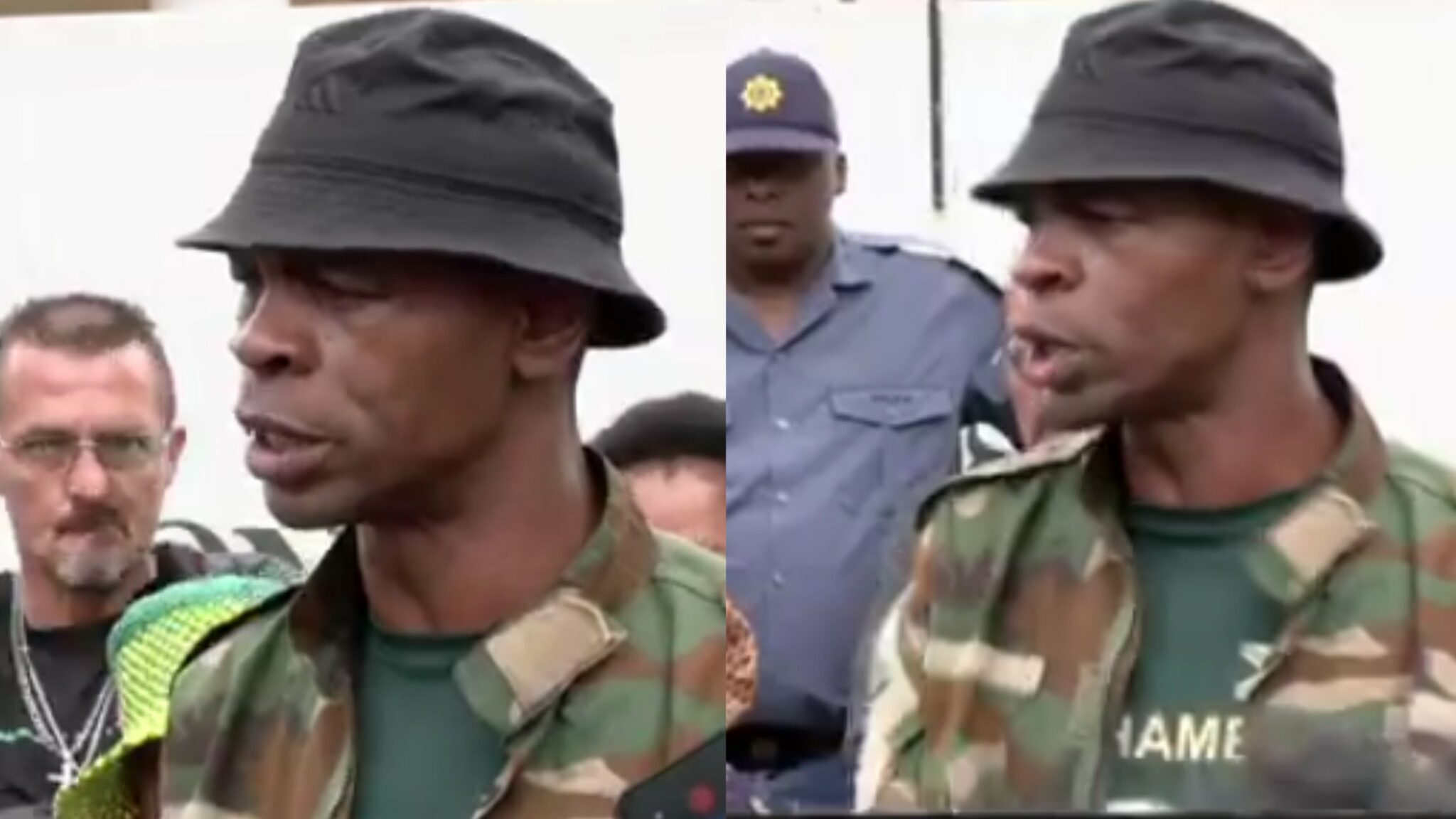 “Nigerians are behind trafficking in our country” — South African soldier says at a protest outside the Nigerian embassy
