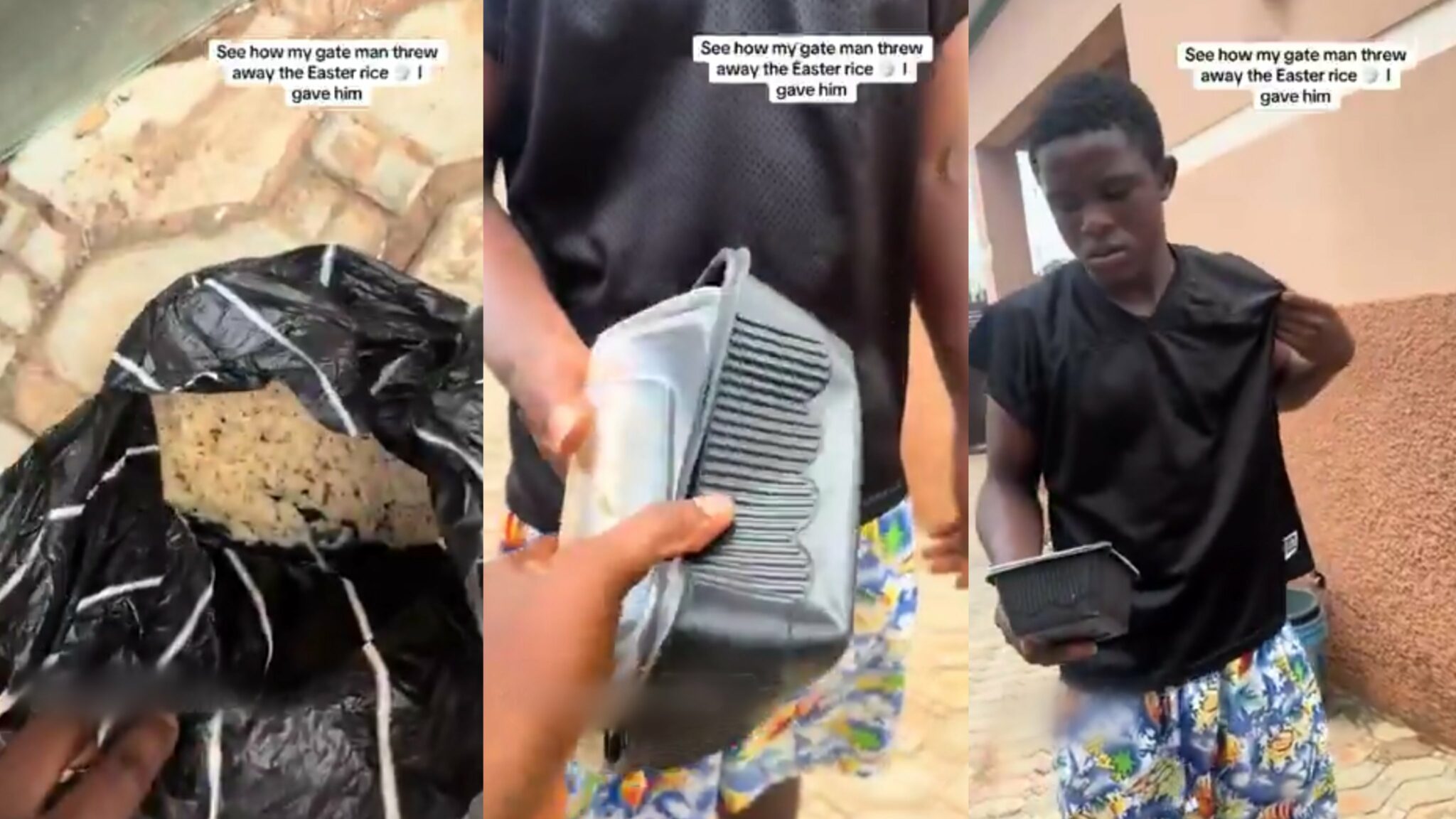 “Why give me rice without meat?” — Outrage as gateman rejects Easter gift