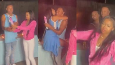 Drama as man’s best friend jumps into his arms during reveal, girlfriend angrily storms off