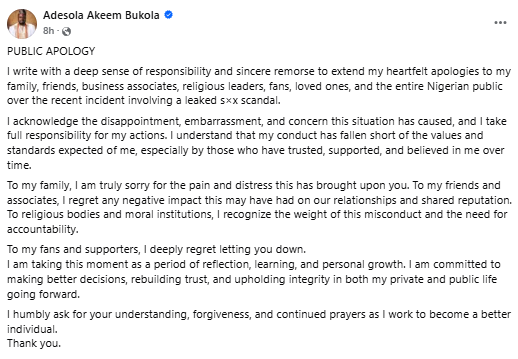 "I take full responsibilty" - Sisialagbo’s husband breaks silence on viral video