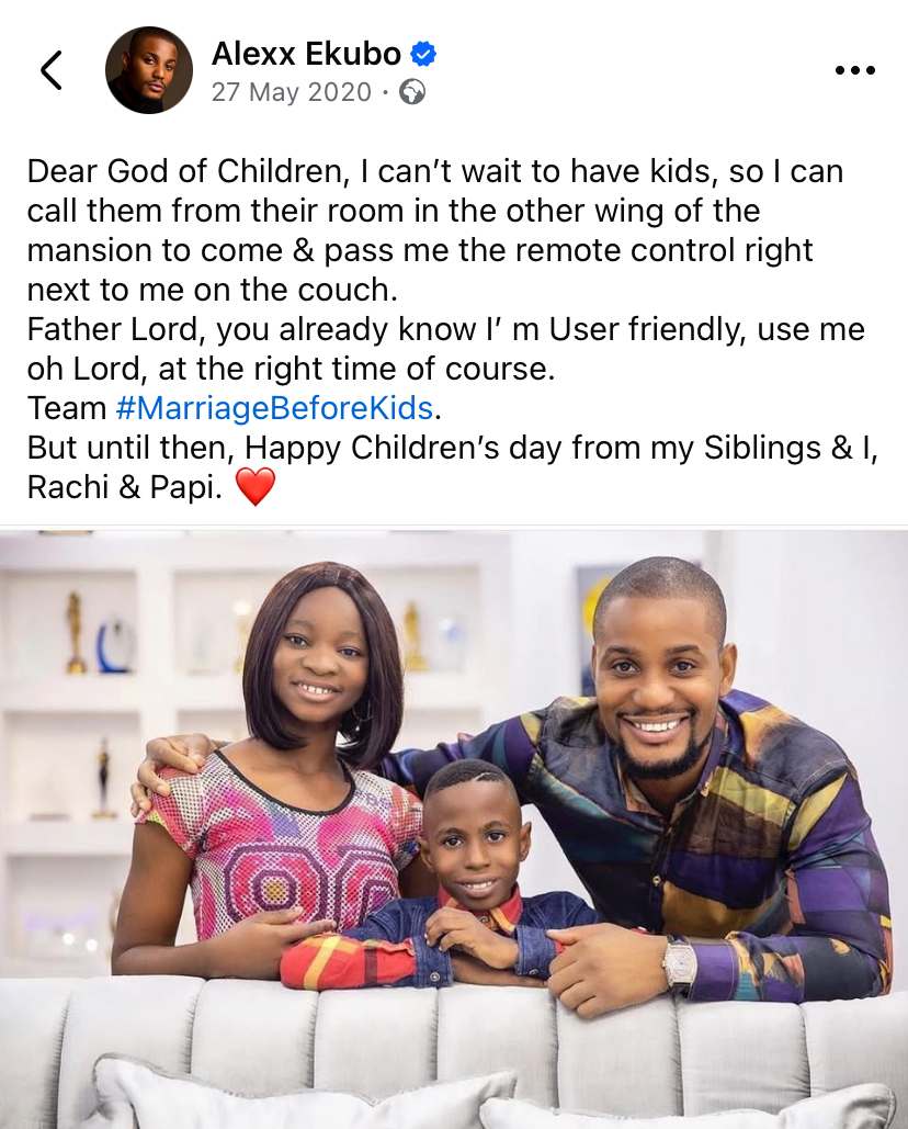 "I can't wait to have kids" - 2020 post of Alex Ekubo goes viral following death reports