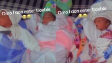 "Omo, I don enter trouble" — Man cries out as wife delivers triplets