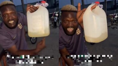 Man laments as he shows quantity of 1 litre of petrol he bought for ₦1,300