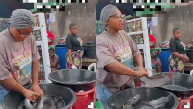 Video sparks reactions as a lady kills catfish with her bare hands