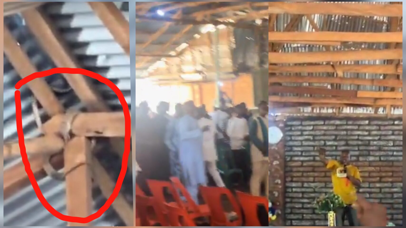 Moment a giant snake was discovered in a church during service