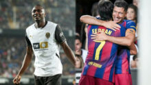 Sadiq Umar in action as Valencia down Barcelona 3-1 in La Liga finale