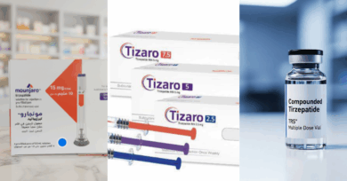 Image showing three Tirzepatides available in Nigeria: Mounjaro, Tizaro and Compounded Tirzepatide