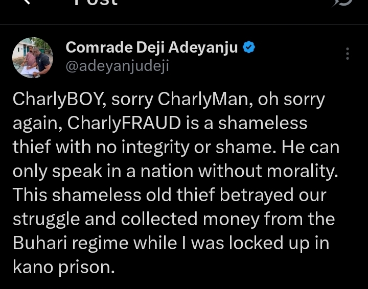 Screenshot of Deji Adeyanju tweet 