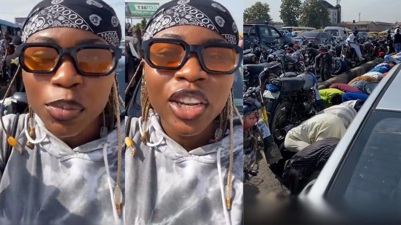 “We can’t go to work” – Lady laments as Eid prayers allegedly block major road, commuters stranded