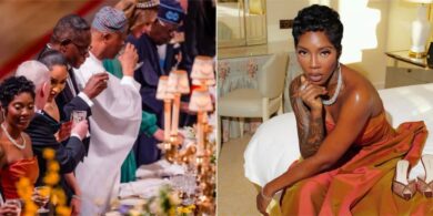 Old photo of Tiwa Savage at UK State dinner banquet in honour of Tinubu trends online