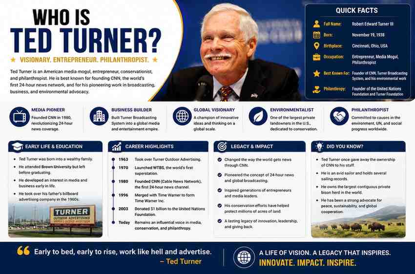 Ted Turner Biography: Early Life, Career, Business, Legacy, Family & Net Worth