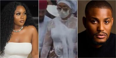 Lady who attended Alex Ekubo’s burial shares what she noticed about his wife amid pregnancy rumours