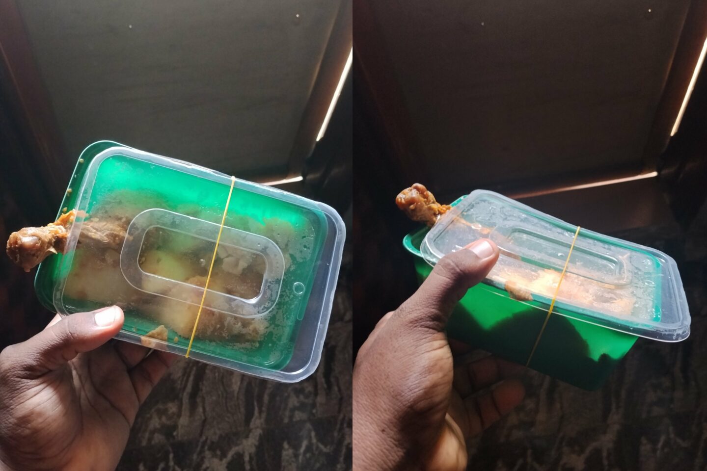 Man left frustrated as food order spills after nylon bag tears on his way home
