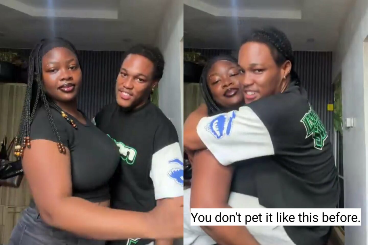 “I am used to carrying him” – Lady lift boyfriend in birthday celebration clip