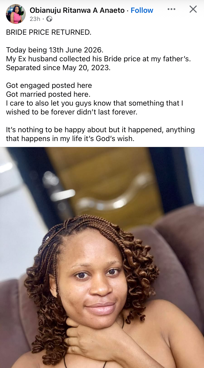 “What I hoped would last forever didn’t” - Lady laments as marriage ends