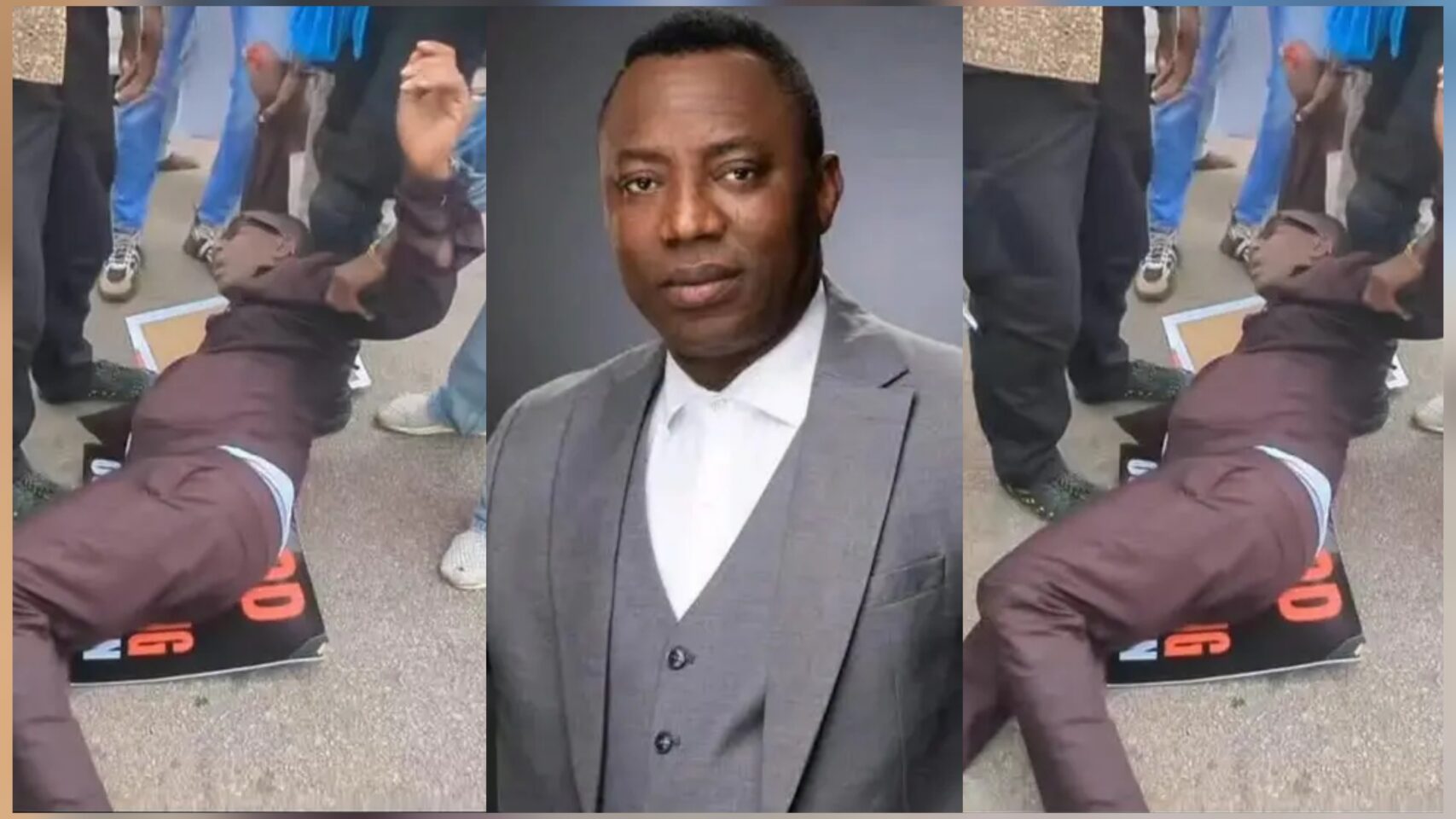 "Sowore don faint oooo" — Protesters cry out as Sowore faints after police tear-gas demonstrators in Abuja