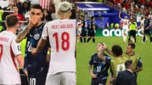 Almiron becomes first player sent off under new World Cup mouth-covering rule