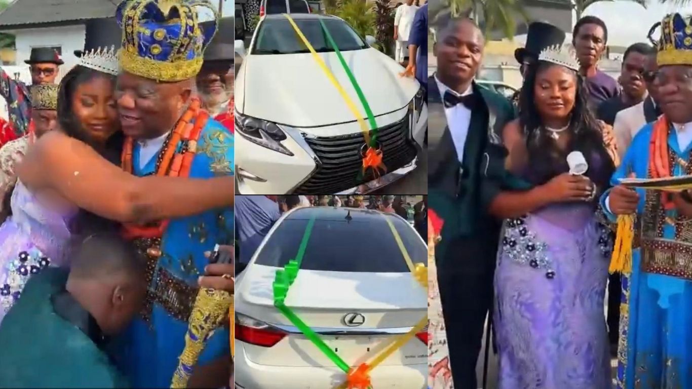 “We already gave them a Range Rover” – Heartwarming moment as groom’s father gifts son another car, 2 plots of land in Banana Island