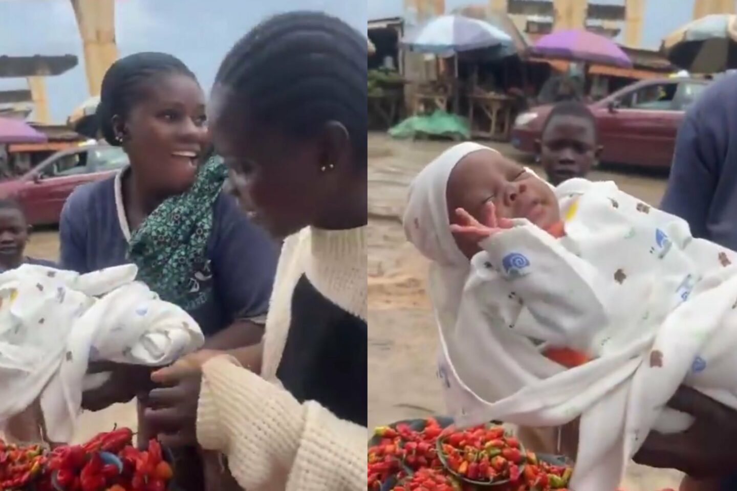 Pepper seller receives heartwarming celebration from fellow market women after childbirth