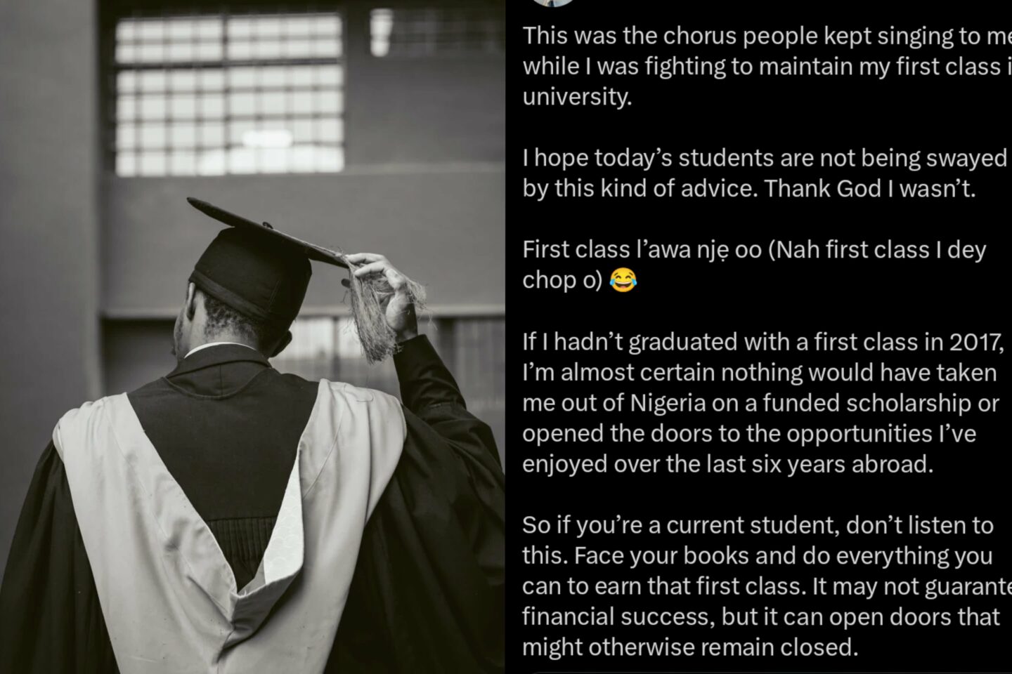 “If I hadn’t graduated with a first class...” — Man recounts how it opened doors to funded scholarship abroad