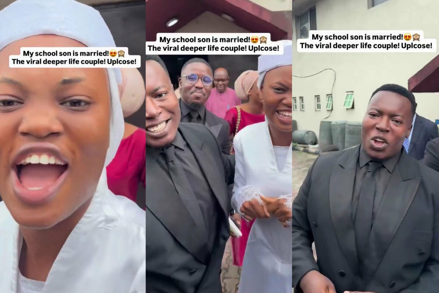 “How far? I don marry!!!” — Deeper Life bride and groom jump for joy in viral wedding video