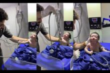 “I won” — Funny moment newborn baby refuses to release doctor's stethoscope during examination