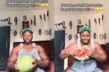 “I’m low on energy because of my period” — Lady splits watermelon with bare hands