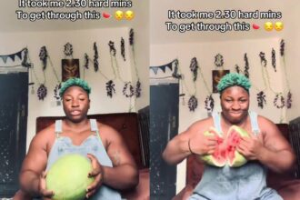 “I’m low on energy because of my period” — Lady splits watermelon with bare hands