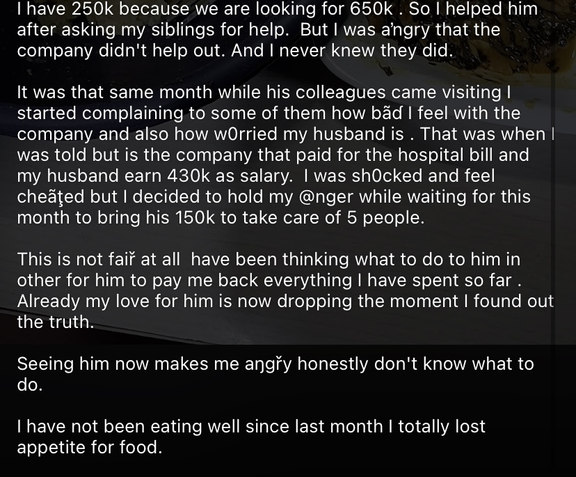 “I'm a married woman with 3 kids” - Wife cries out after allegedly discovering husband earns ₦430k, not ₦200k