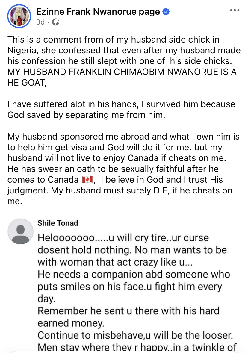 “My husband still slept with side chick after fidelity oath” - Canada-based woman cries out