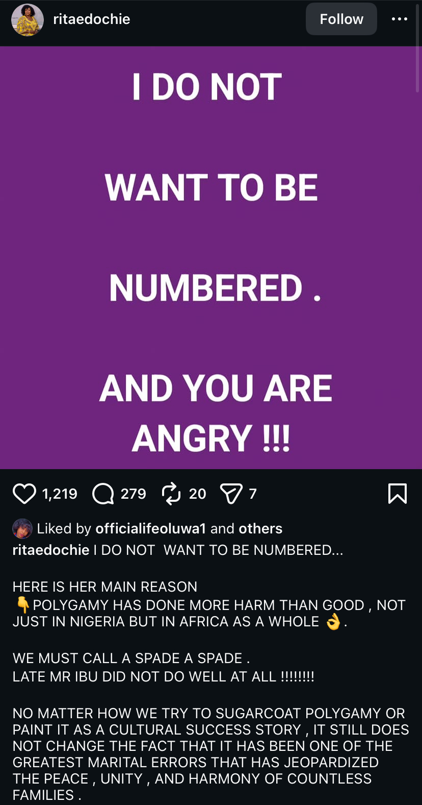 “Mr Ibu didn’t do well” - Rita Edochie reacts to late actor’s family drama