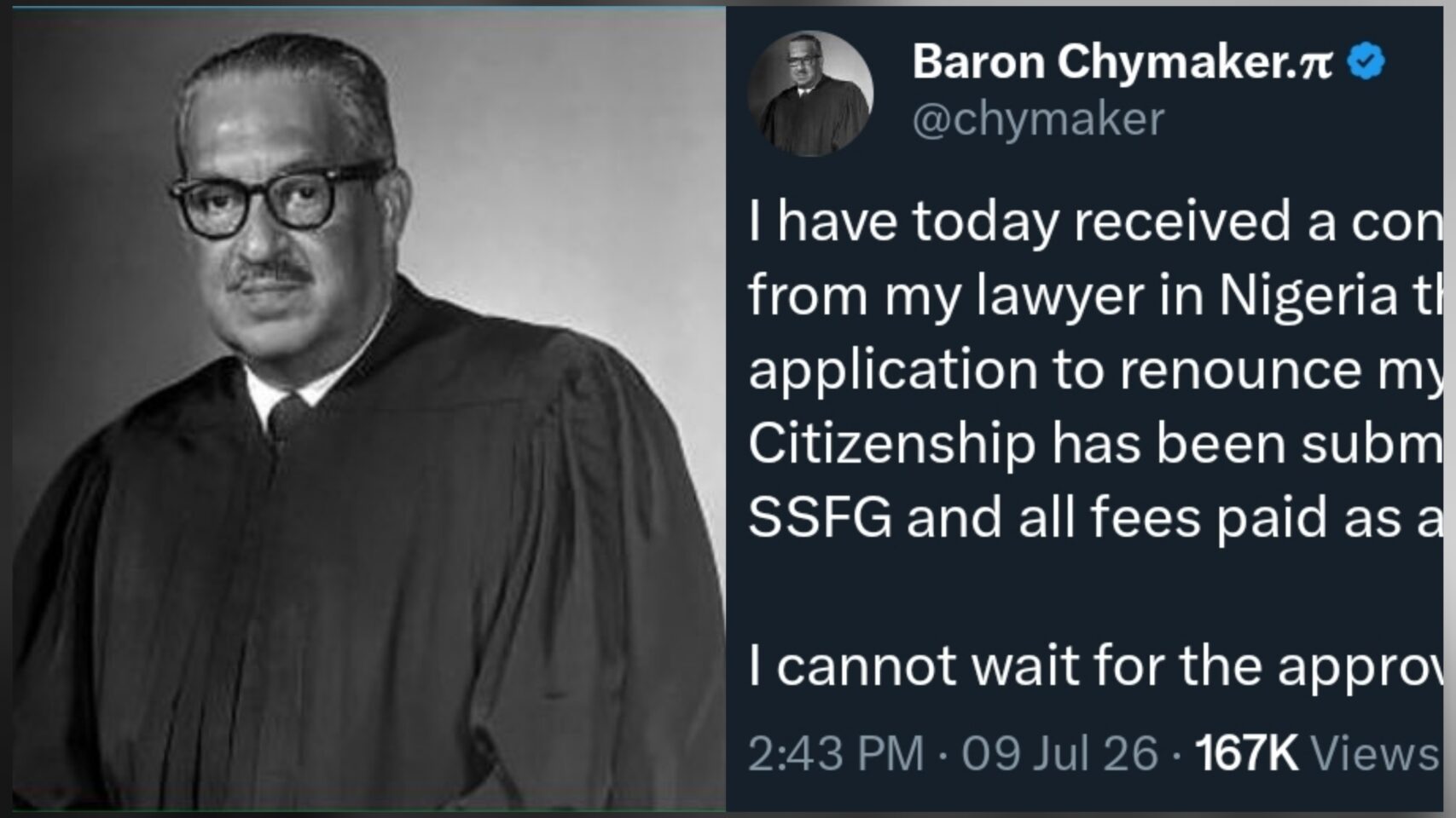Nigerian-born UK lawyer Baron moves to resource his Nigerian citizenship