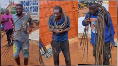 Viral video shows suspected thieves forced to dance with iron rods they allegedly stole