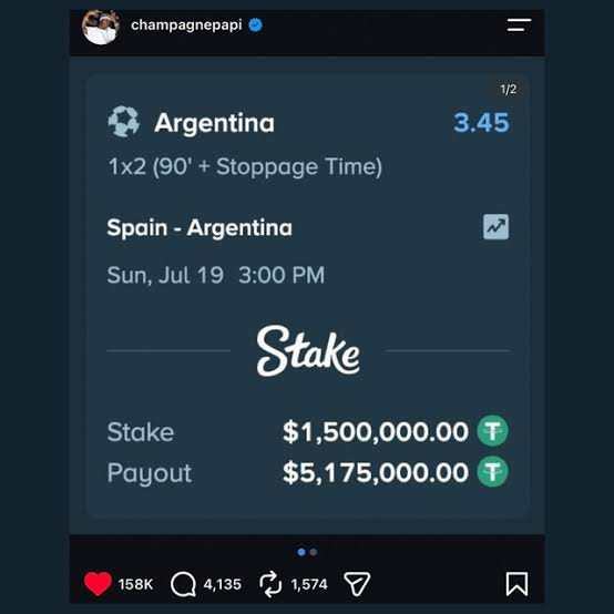 ‘Drake Curse’ strikes again as rapper loses $1.5m Argentina World Cup final bet