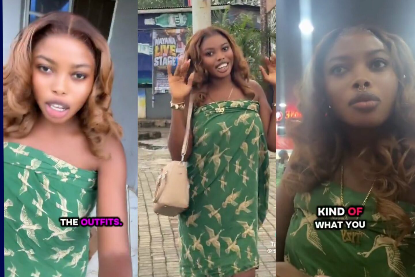 Drama as lady shows up to date in wrapper and bag after man couldn't send money for dress