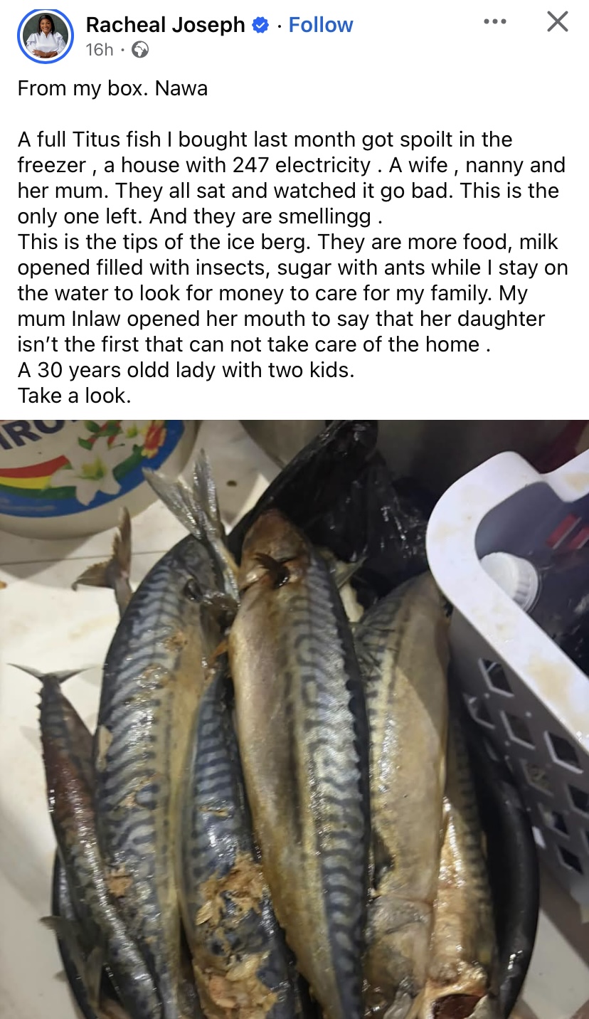 “I stay on the water to provide for you all” - Frustrated husband calls out wife, nanny, mother-in-law