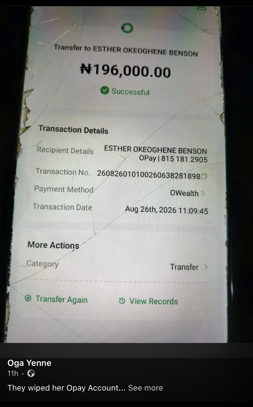 “I did not initiate any transaction” - Lady cries out after ₦196,000 vanishes from her OPay account