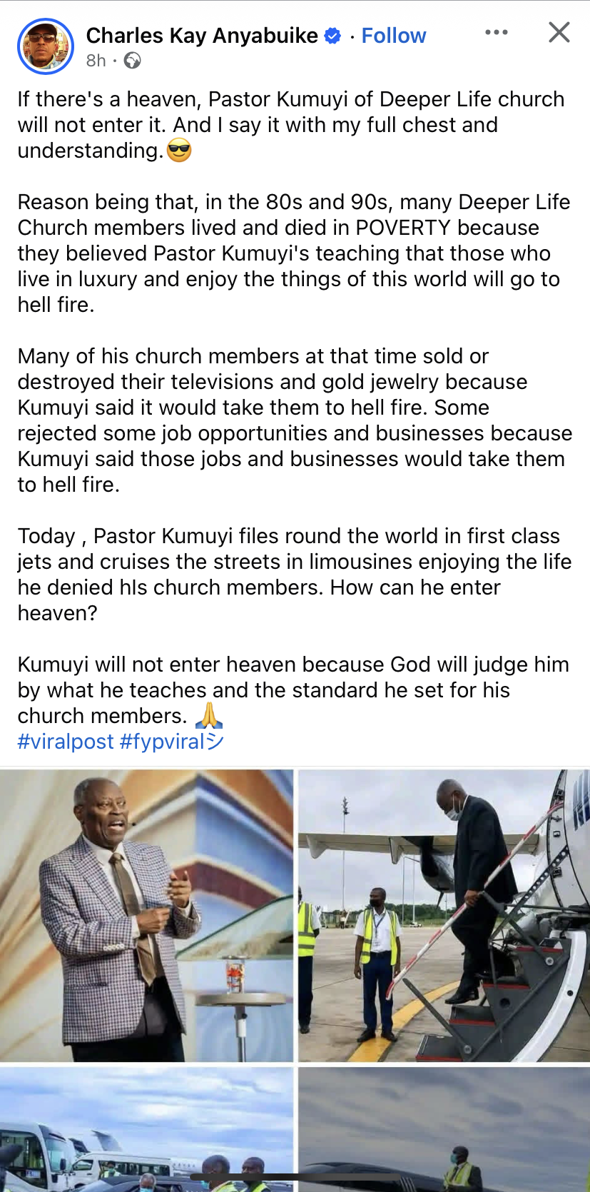 "If there's heaven, Kumuyi will not enter it" - Man calls out Deeper Life founder after recent meeting with Oyedepo