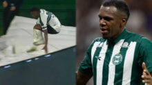 Moment Brazilian defender falls down tunnel during wild goal celebration that was eventually canceled