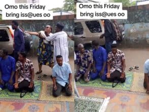 Drama as woman returning from work confronts Muslim worshippers praying by roadside