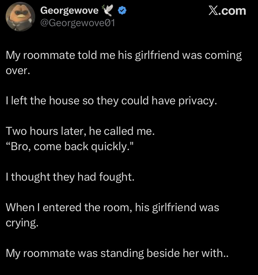“The baby isn’t his” - Man returns home to find roommate’s girlfriend crying over pregnancy test