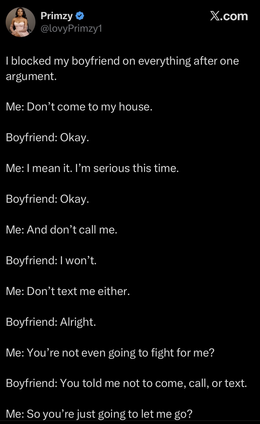 "Are you hungry?” - Lady shares how boyfriend she blocked everywhere after fight became her husband