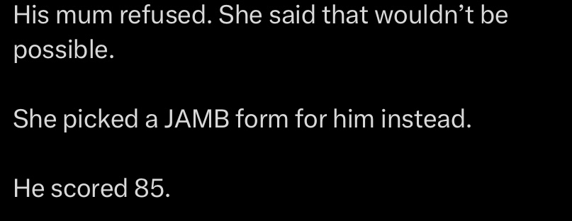 Lady shares how cousin who bagged A1s in WAEC scored 85 in JAMB