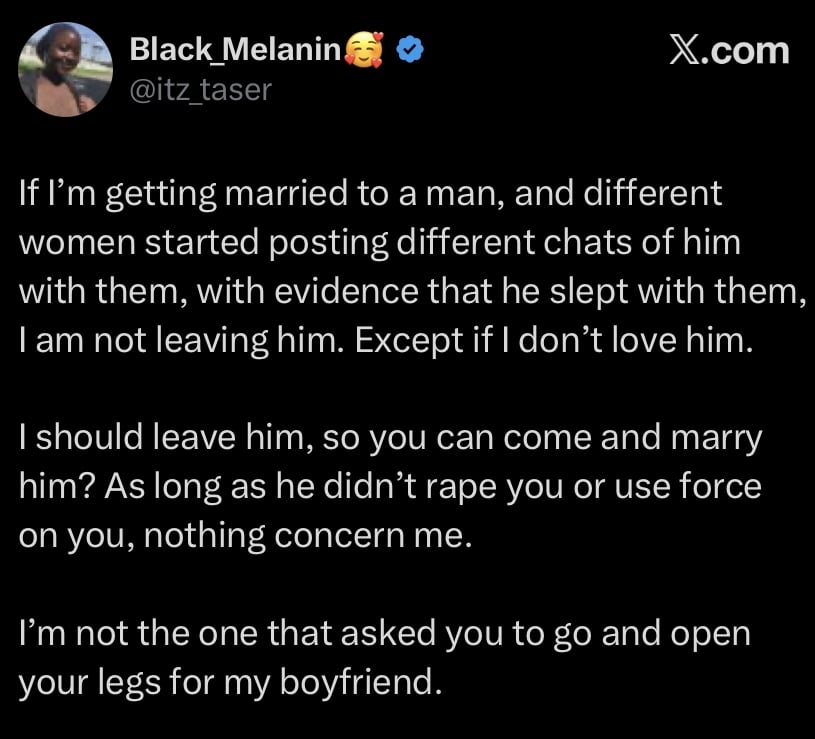 “I should leave him so you can marry him?” - Lady reveals why she won’t leave her man over his affairs