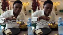 “This boy come date dey swallow eba” — Lady shocked as her date orders eba on their first date