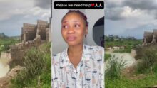 “Please help us, this is my dad’s sweat” — Lady cries for help as erosion destroys her father’s house