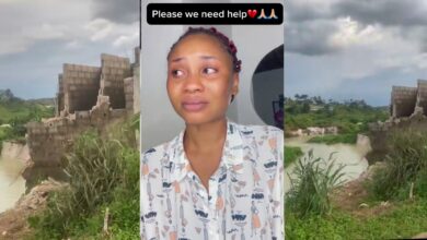 “Please help us, this is my dad’s sweat” — Lady cries for help as erosion destroys her father’s house