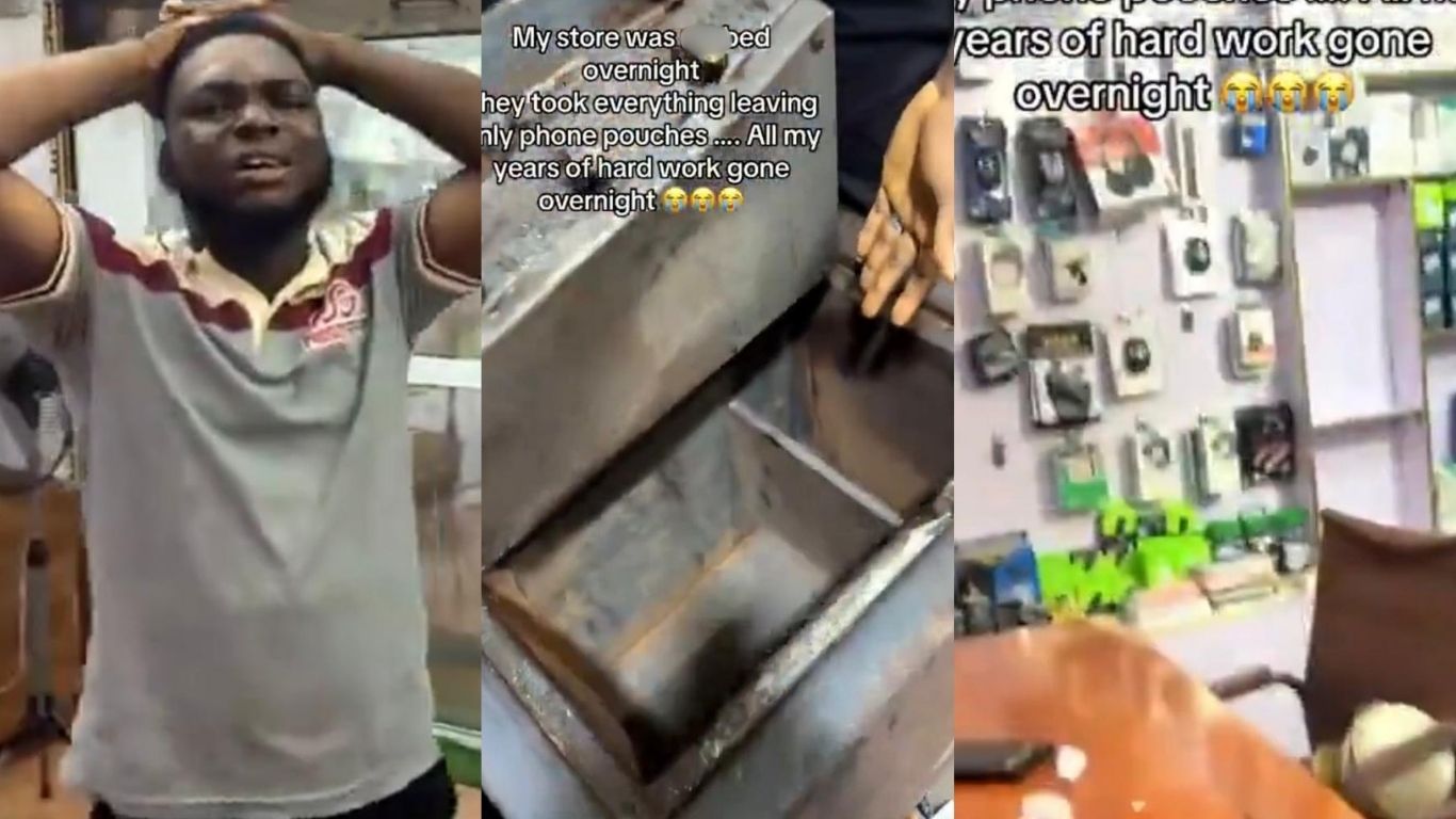 “I sold my land to open this business, I’m doomed” – Man cries out after thieves loot his gadget store in Osun