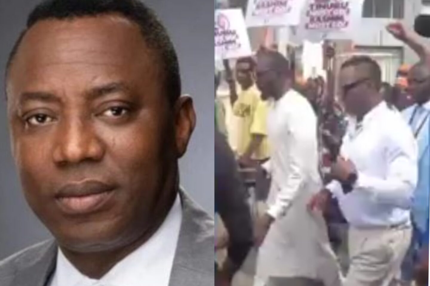 “Tinubu must go” — Sowore leads protest in Abuja, chants for President’s exit